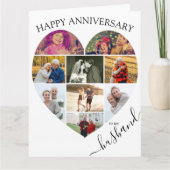 Carte Heart 9 Photo Collage Mari Script Anniversaire (Devant)