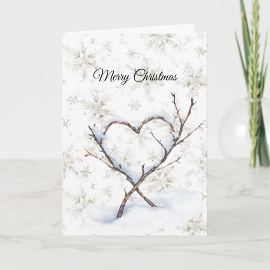 Carte Heart Branch Snow Snowflakes Christmas (Devant)