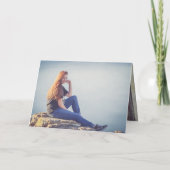 Carte Heart Calligraphy Photo Happy Birthday Card (Dos)