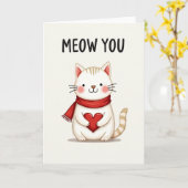 Carte Heart Cat Meow You Greeting Card (Fleur jaune)