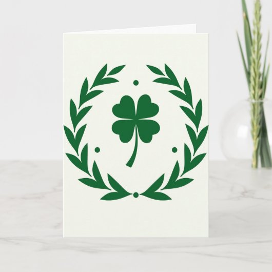 Carte Heart Clover Wreath Luck Card (Devant)