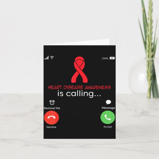 Carte Heart Disease Awareness Red Ribbon Heart Attack Su (Devant)
