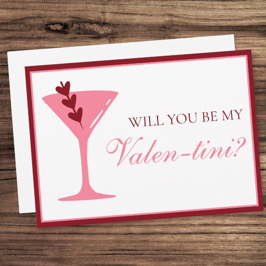 Carte Heart Martini Saint Valentin Rouge et rose