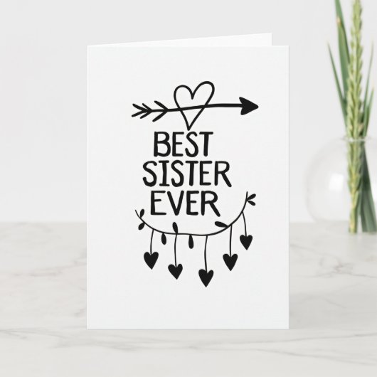 Carte Heart Pattern Best Sister Ever Card (Devant)