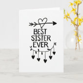 Carte Heart Pattern Best Sister Ever Card (Fleur jaune)