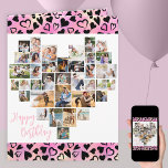 Carte Heart Photo Collage Coeurs roses N'importe quel âg<br><div class="desc">Carte d'anniversaire Heart Photo Collage, adaptée à tout âge, que vous pouvez personnaliser avec jusqu'à 36 photos différentes. Vous pouvez également ajouter le nom de la personne d'anniversaire sur le devant et votre message personnalisé à l'intérieur. Le collage photo en forme de coeur est composé de photos verticales, paysages et...</div>
