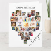 Carte Heart Photo Collage Love Script Birthday Card (Devant)