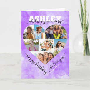 Carte Heart Photo Collage Loving Happy Birthday Card