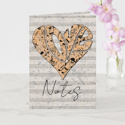 Carte Heart-Shaped Love Typography with Musical Notes (Orchidée)
