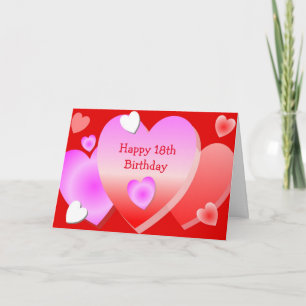 Carte Hearts Design Personnalisé 18e anniversaire