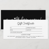 Carte Hearts Minimalist Black Gift For You Certificate (Devant / Derrière)