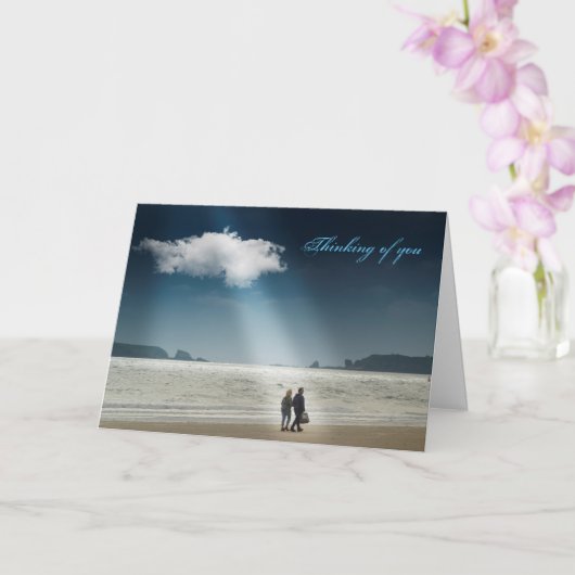 Carte Hearts on a Beach. (Orchidée)