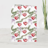 Carte Hearts Trees Red Purple Bows Christmas (Dos)