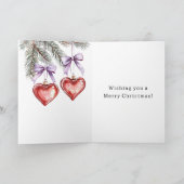 Carte Hearts Trees Red Purple Bows Christmas (Intérieur)