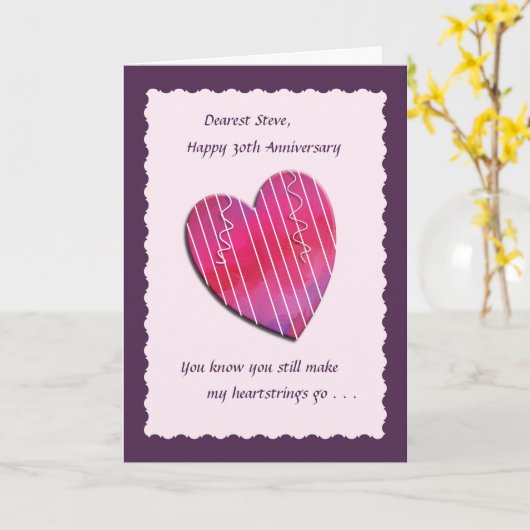 Carte Heartstrings 30th Mariage Anniversary Card (Fleur jaune)