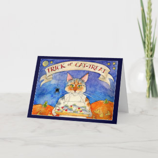 Carte Heather the Cat's Halloween Trick ou Treat card