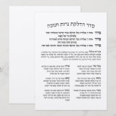 Carte Hébreu Hadlakat Nerot Chanukah - Bénédiction Menor (Devant / Derrière)
