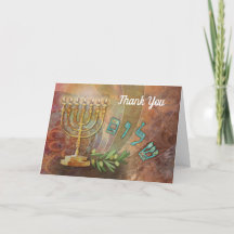 Carte Hébreu Merci Shalom Menorah