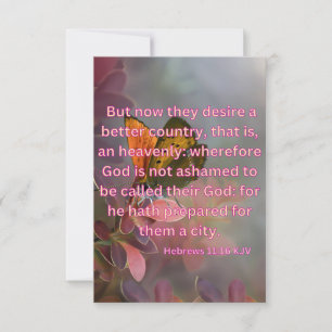 Carte Hébreux 11:16 KJV Bible Écriture Pic Salutation