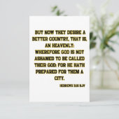 Carte Hébreux 11:16 KJV Bible Écriture Salutation (Debout devant)