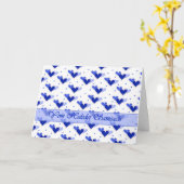 Carte Hebrew Birthday Blue Hearts on White Greeting (Fleur jaune)