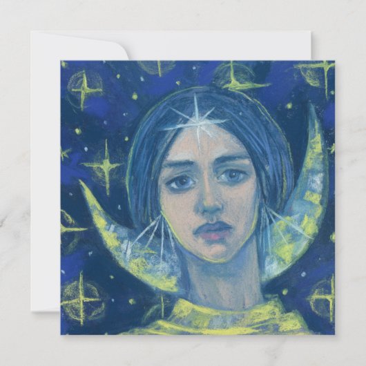 Carte Hecate, Déesse Lune Pastel Peinture Imaginaire Art (Devant)