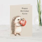 Carte Hedgehog Apple Coeur Anniversaire (Devant)