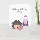 Carte Hedgehog Bubble Gum voeux d'anniversaire (Devant)