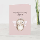 Carte Hedgehog Fairy with Flowers Birthday (Devant)