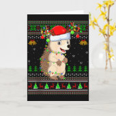 Carte Hedgehog Ugly Christmas Sweaters Holiday Santa Cut (Fleur jaune)