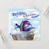 Carte Hélicoptère volant de chien Anniversaire (Devant/Arrière en situation)