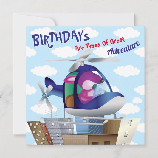 Carte Hélicoptère volant de chien Anniversaire (Devant)