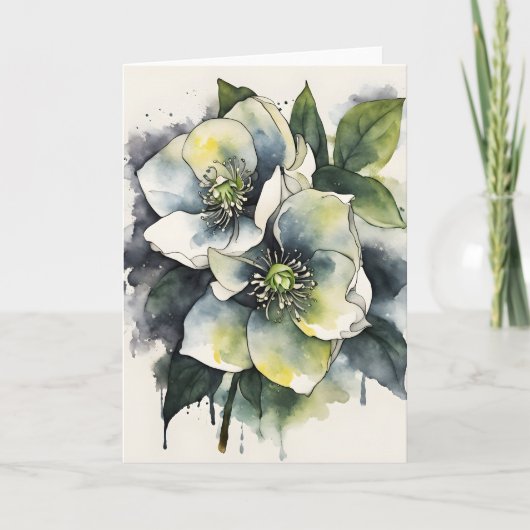 Carte Hellebore - Fleurs aquarelle (Devant)