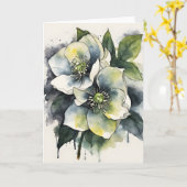 Carte Hellebore - Fleurs aquarelle (Fleur jaune)