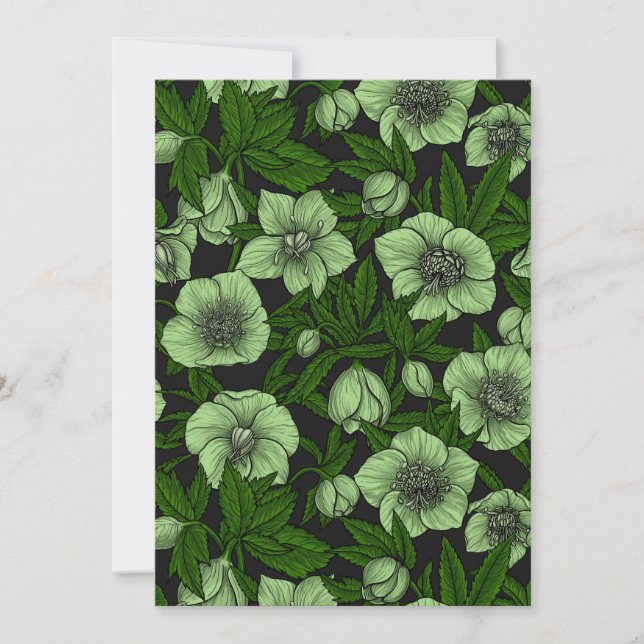 Carte Hellebores blancs avec feuille (Devant)