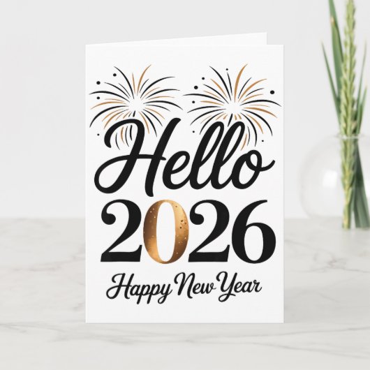 Carte Hello 2026 Happy New Year Retro Glam  (Devant)