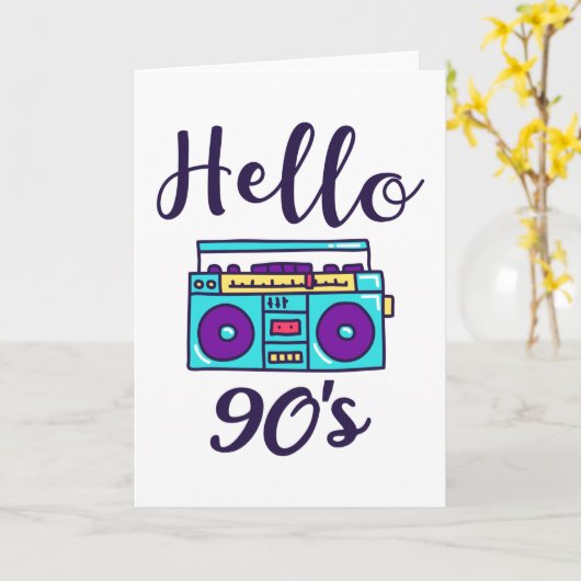 Carte Hello 90s radio cassette recorder (Fleur jaune)