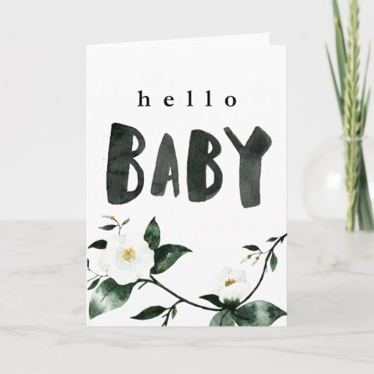 Carte Hello Baby Watercolor Floral (Devant)