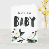 Carte Hello Baby Watercolor Floral (Fleur jaune)