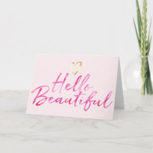 Carte Hello Beautiful avec Gold Heart