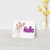 Carte Hello Chihuahua Puppy Dog Blank Notecard (Fleur jaune)