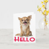 Carte Hello Chihuahua Puppy Dog Blank Notecard (Fleur jaune)
