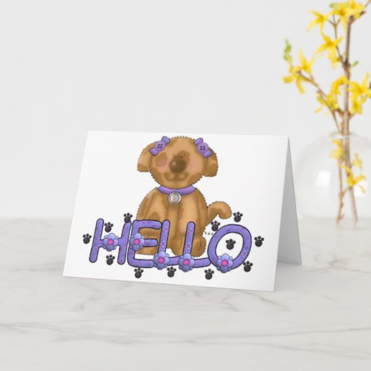 Carte Hello Doggie (Fleur jaune)