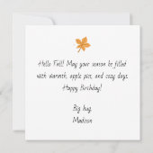 Carte Hello Fall Greeting Card with Autumn Leaves (Dos)
