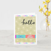 Carte Hello Happy Birthday (Fleur jaune)