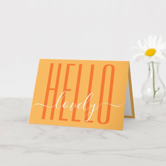Carte Hello Lovely Moderne Typographie Calligraphie Scri (Petite plante)