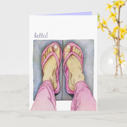 Carte Hello Pieds Roses (Fleur jaune)