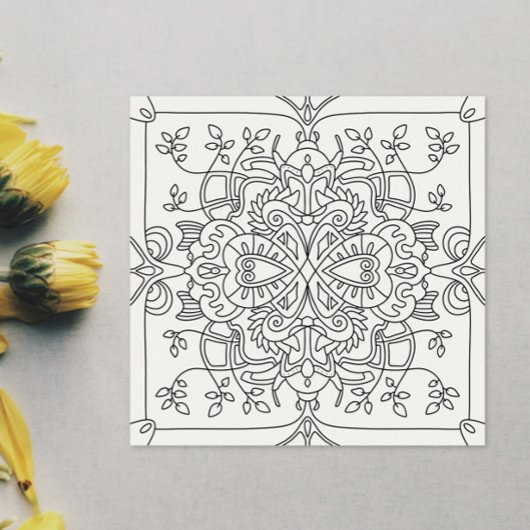 Carte Hello Spring : Page Coloriage inspirée de la natur