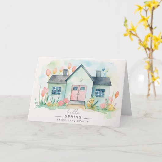 Carte Hello Spring Pastel House Immobilier (Fleur jaune)