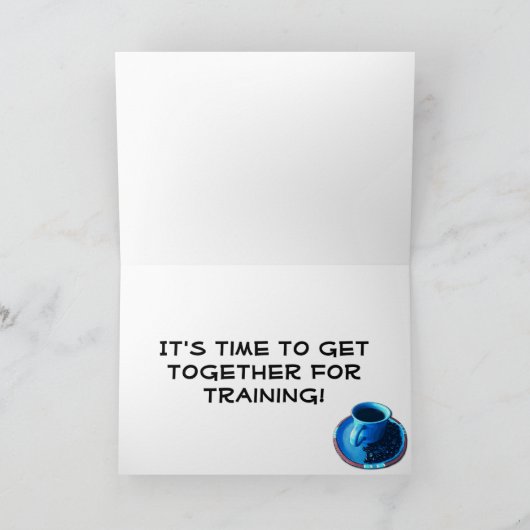 Carte Hello Team Café avec Blue Cup et Saucer Custom (Intérieur)